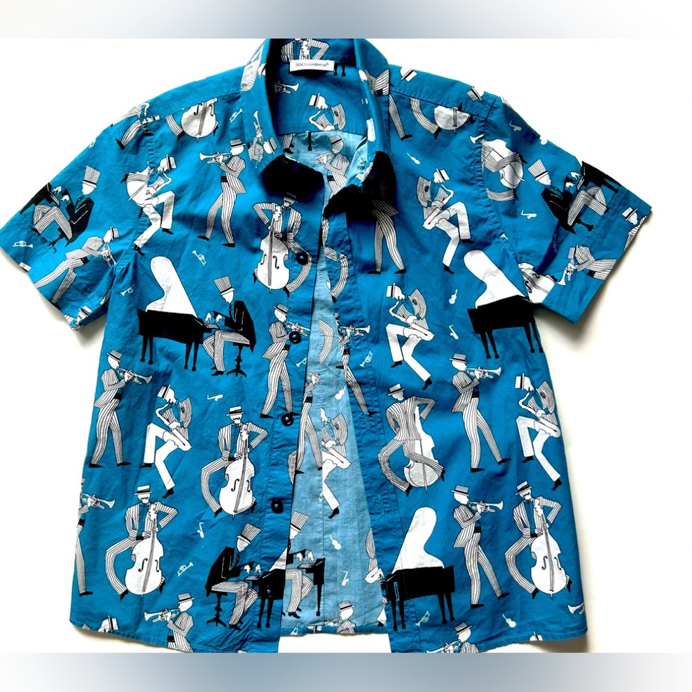 Dolce & Gabbana Blue Music Print Kids Shirt